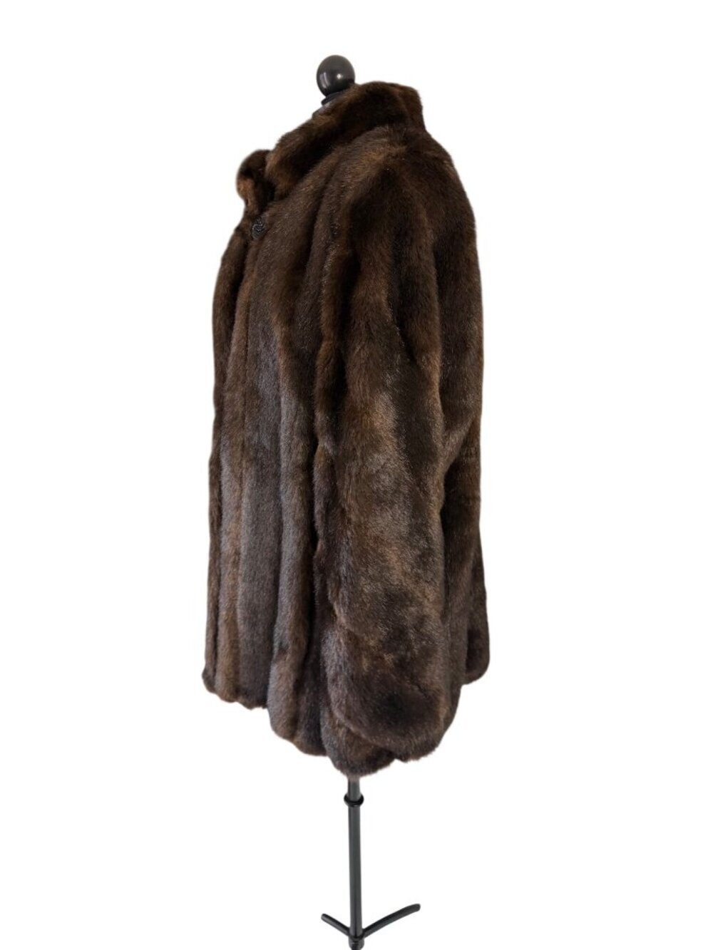 Fabulous Furs Womens Lined Faux Fur Mink Jacket Size M Brown Relaxed Pocket Glam - Picture 13 of 13
